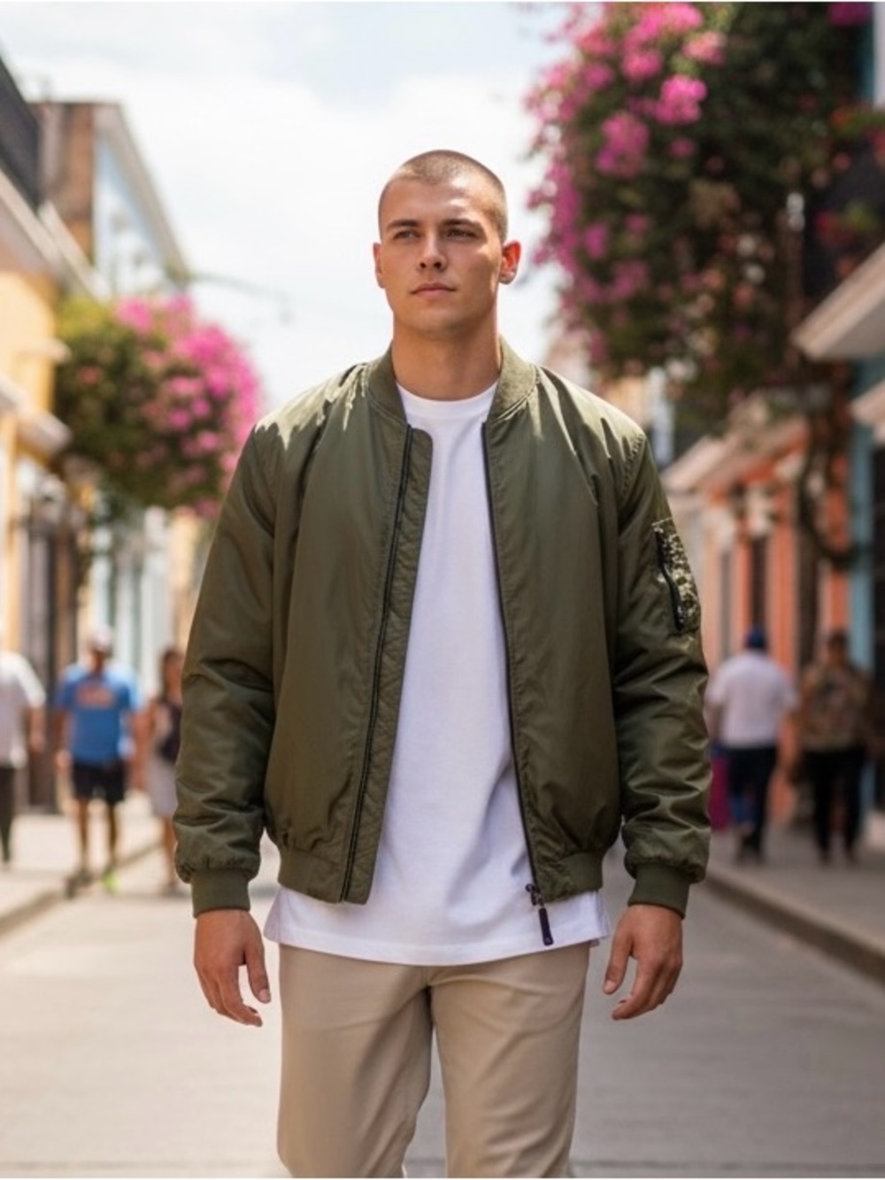 🫒 GAP Olive Green Lightweight Bomber Jacket w/ Utility Pocket | Men’s Sz XL